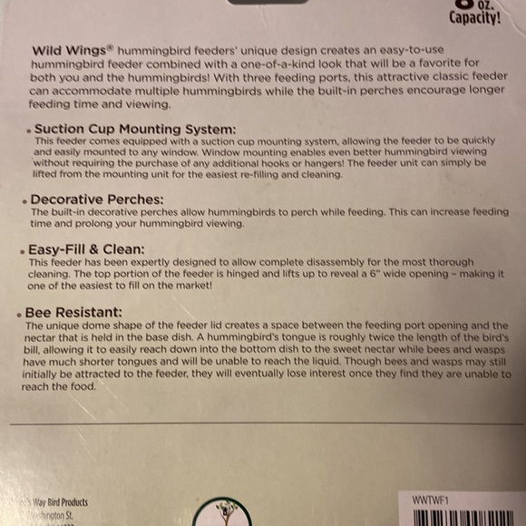 Wild Wings 8 Oz. Window Humming Bird Feeder - Picture 3 of 4